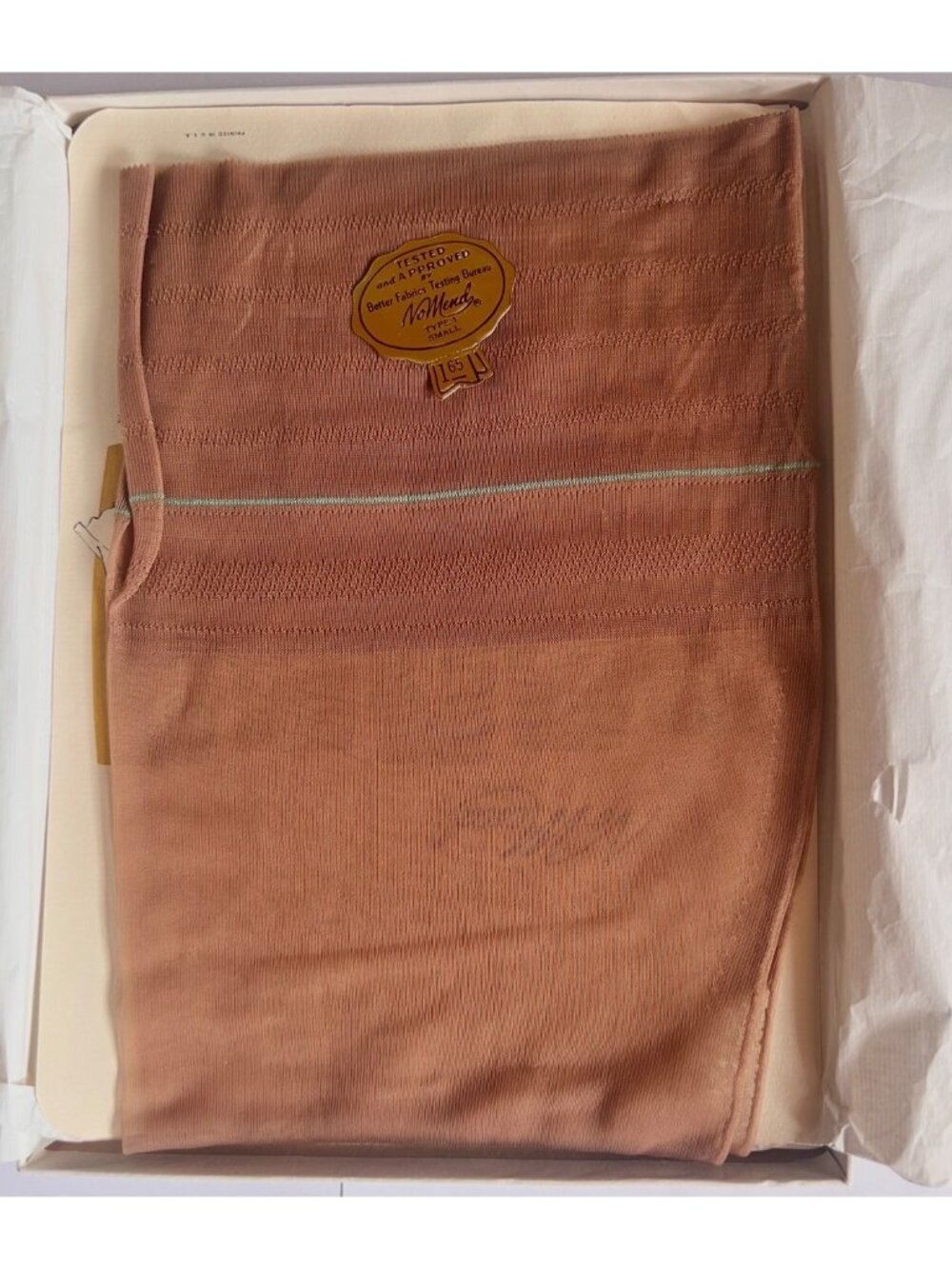 No Mend Lined Stockings 8.5 S Orig Box Tissue Foil Illustrations 2 Pair LN 1950s - Picture 12 of 15